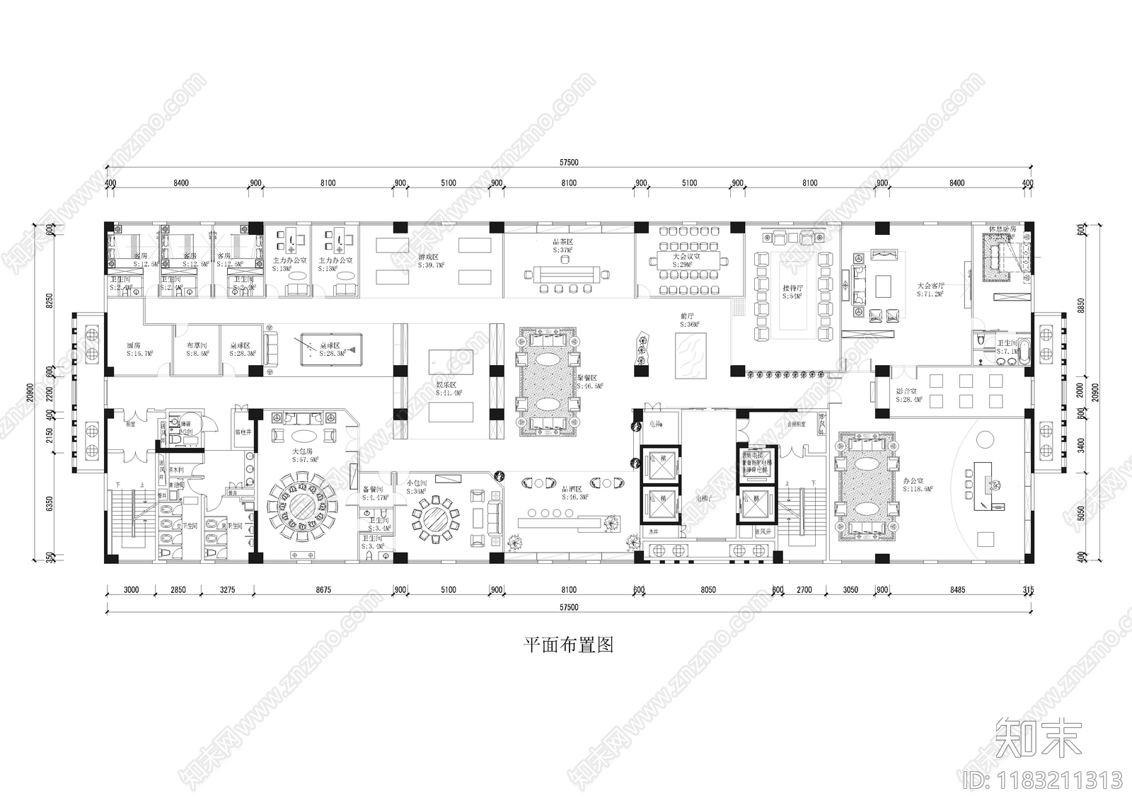 现代新中式会所cad施工图下载【ID:1183211313】