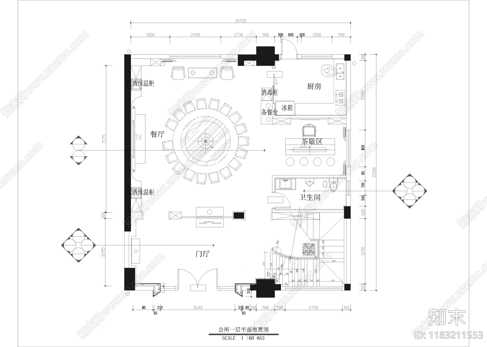 新中式现代会所cad施工图下载【ID:1183211553】