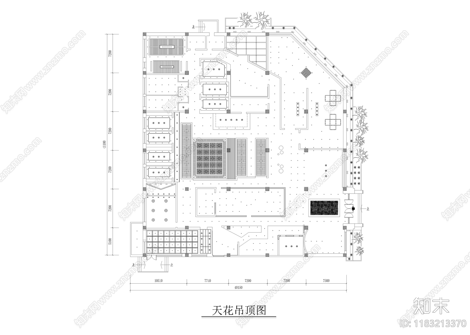 新中式茶馆cad施工图下载【ID:1183213370】
