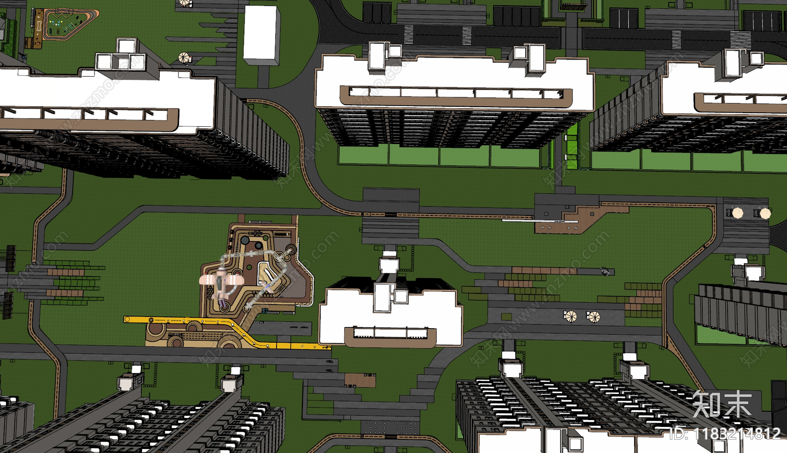 现代轻奢小区景观SU模型下载【ID:1183214812】