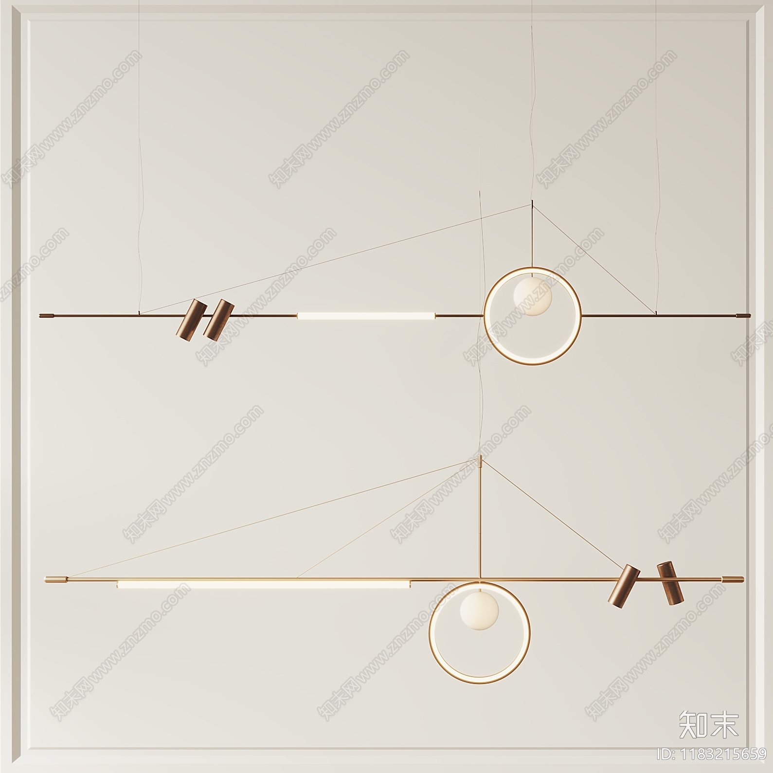 现代吊灯3D模型下载【ID:1183215659】