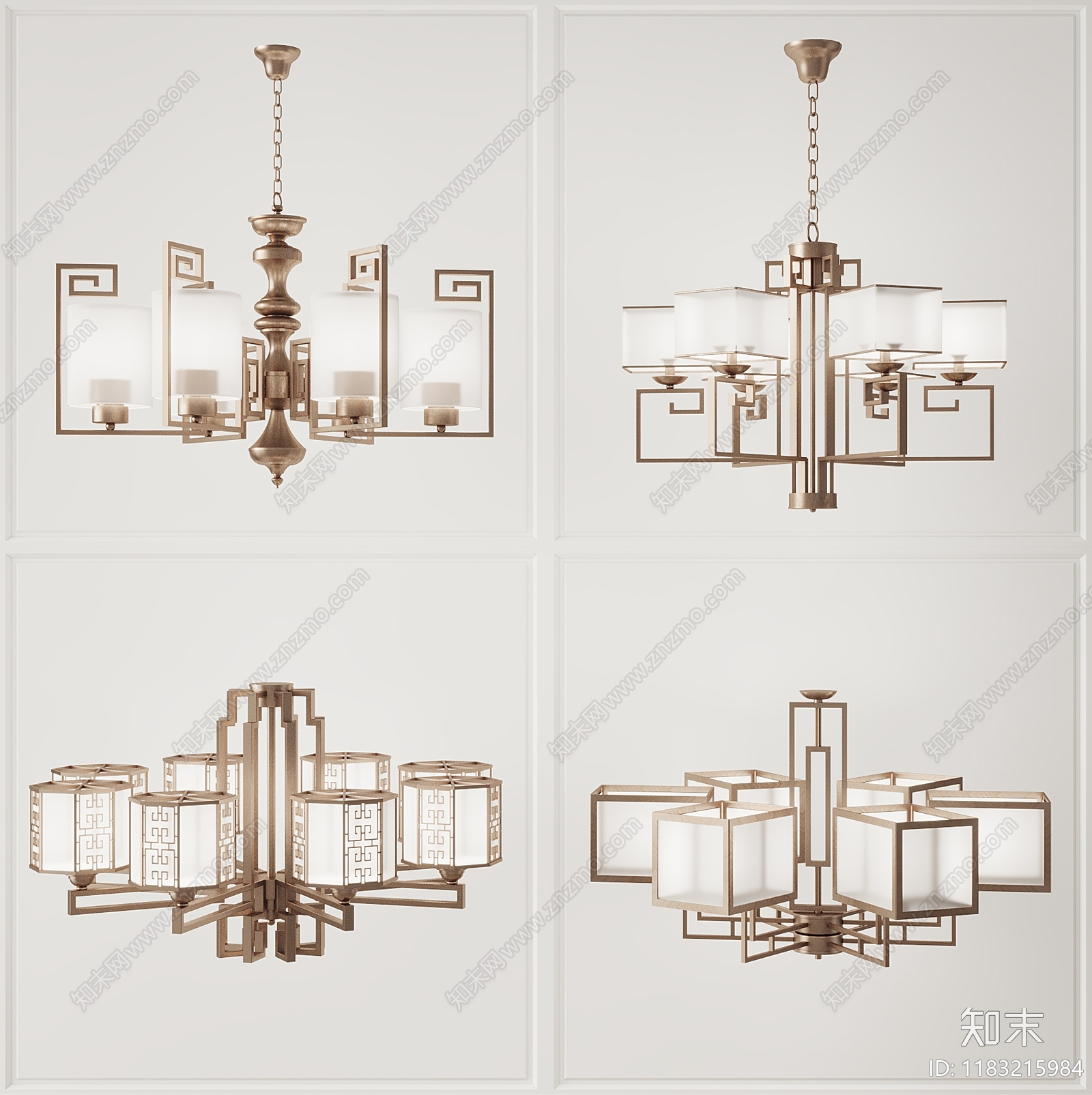新中式吊灯3D模型下载【ID:1183215984】