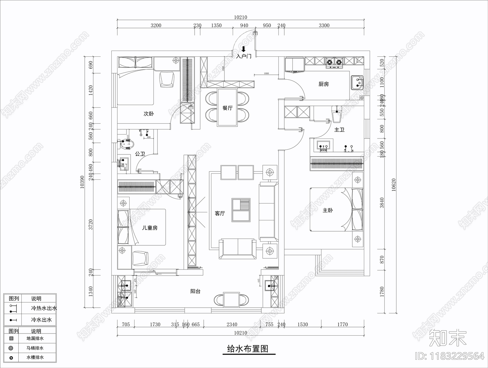 平层cad施工图下载【ID:1183229564】