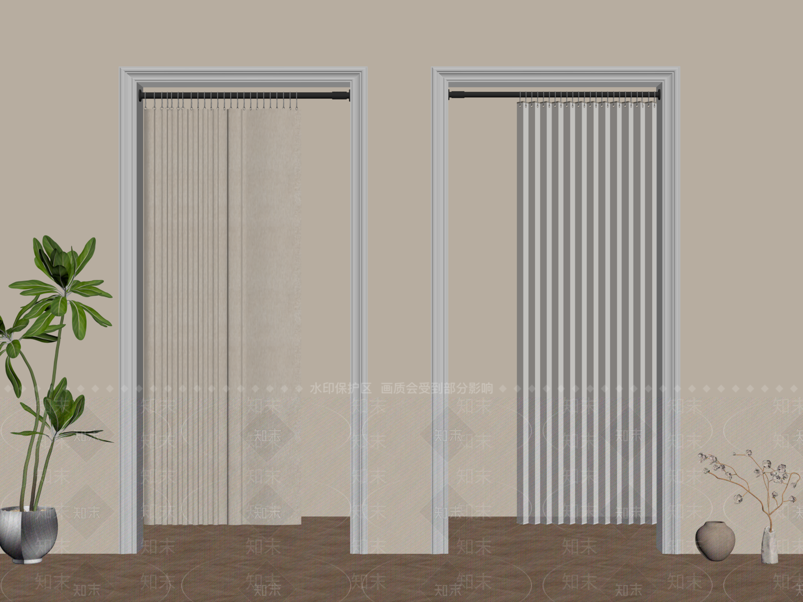 现代窗帘SU模型下载【ID:1183230282】