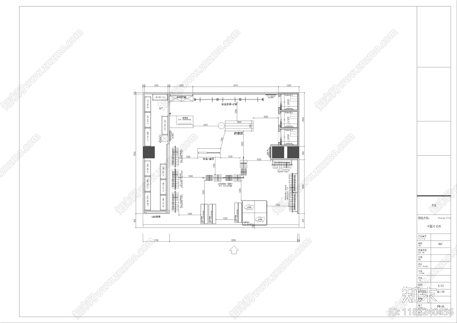 现代服装店cad施工图下载【ID:1183240456】