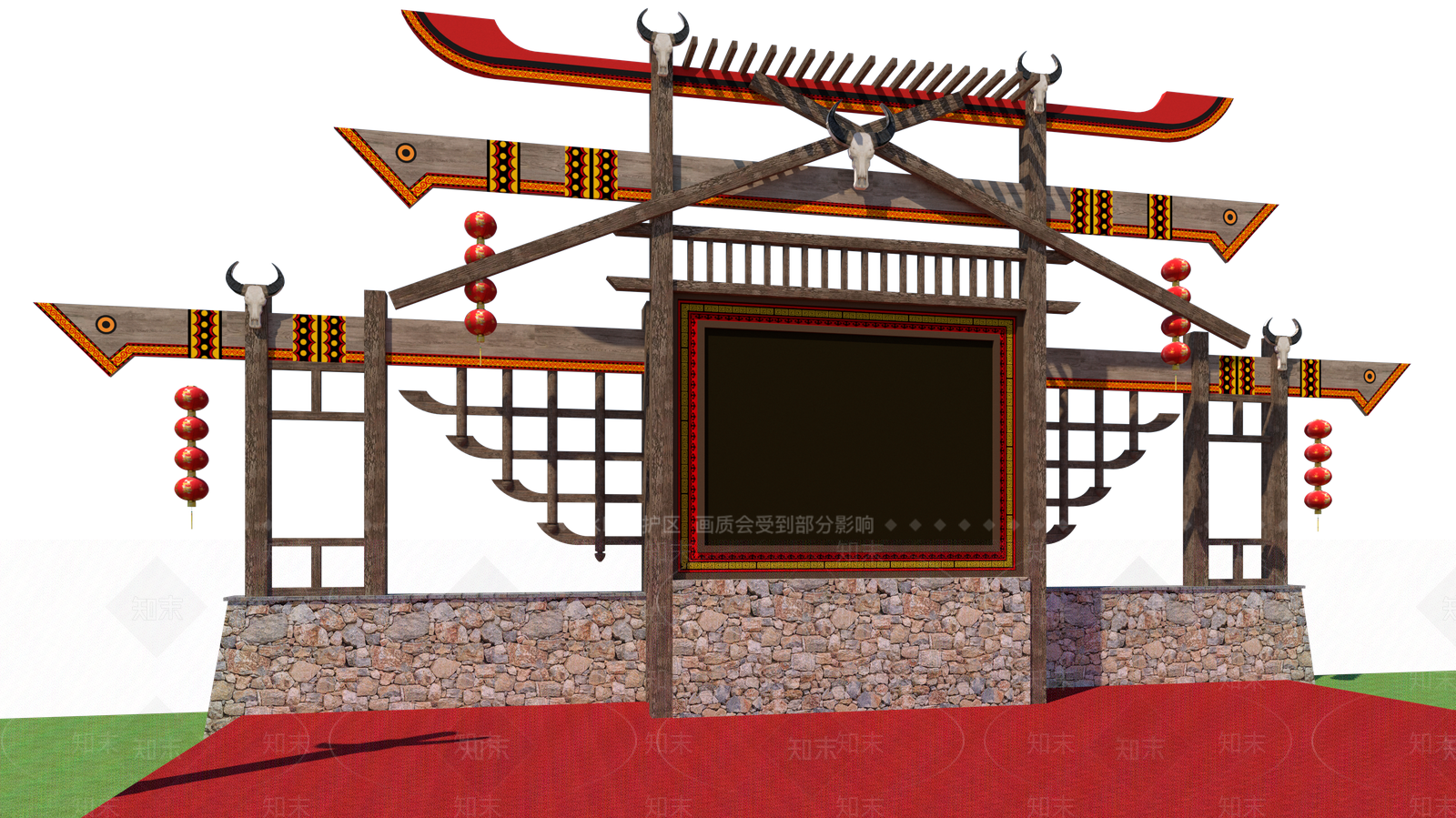 中式舞台SU模型下载【ID:1183242266】