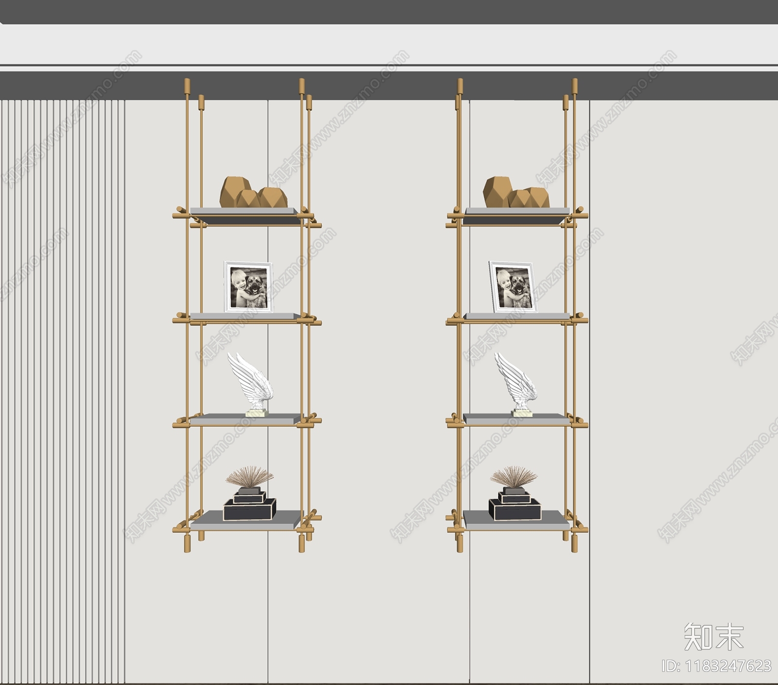 现代轻奢置物架SU模型下载【ID:1183247623】