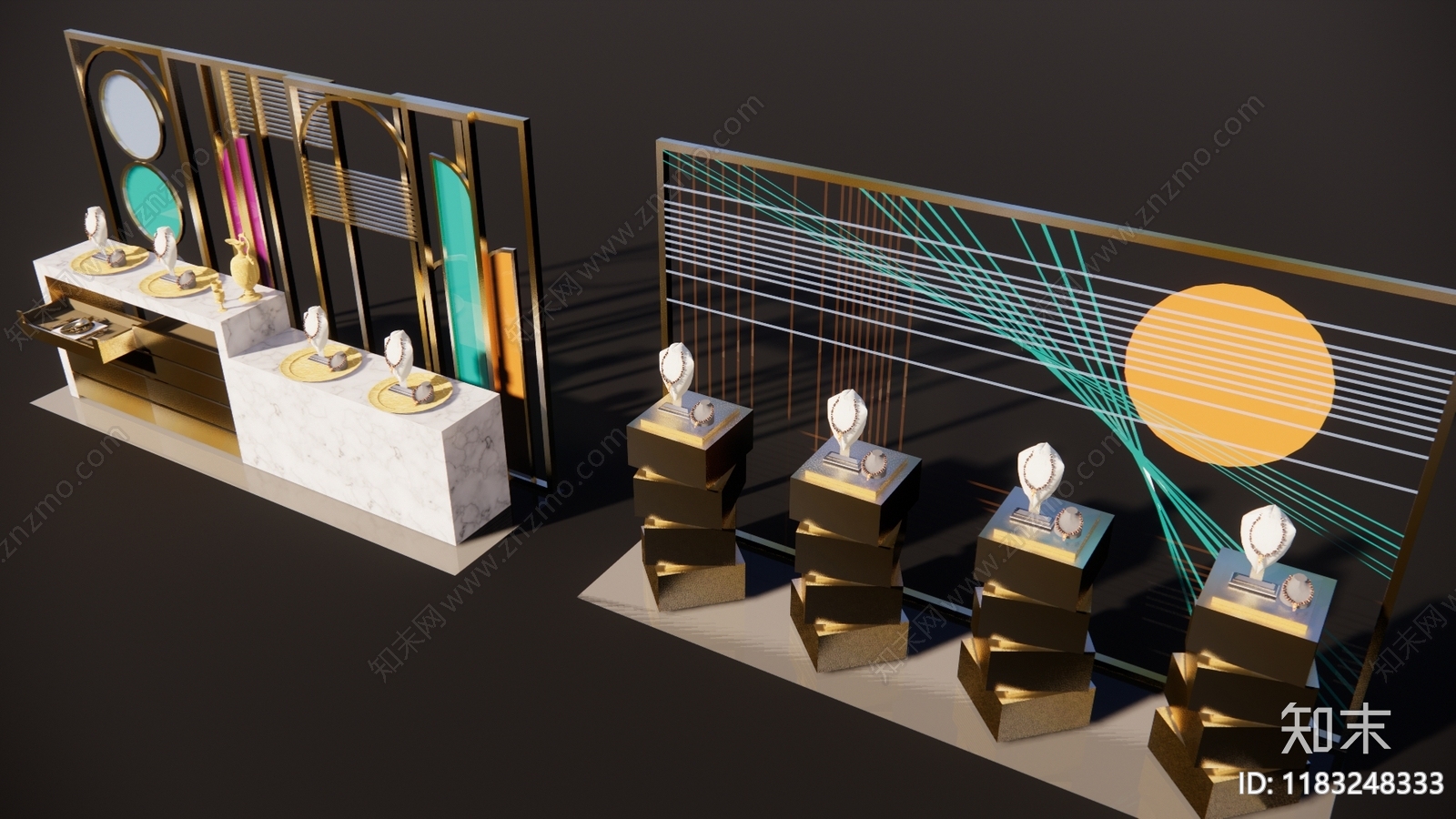 现代新中式橱窗SU模型下载【ID:1183248333】