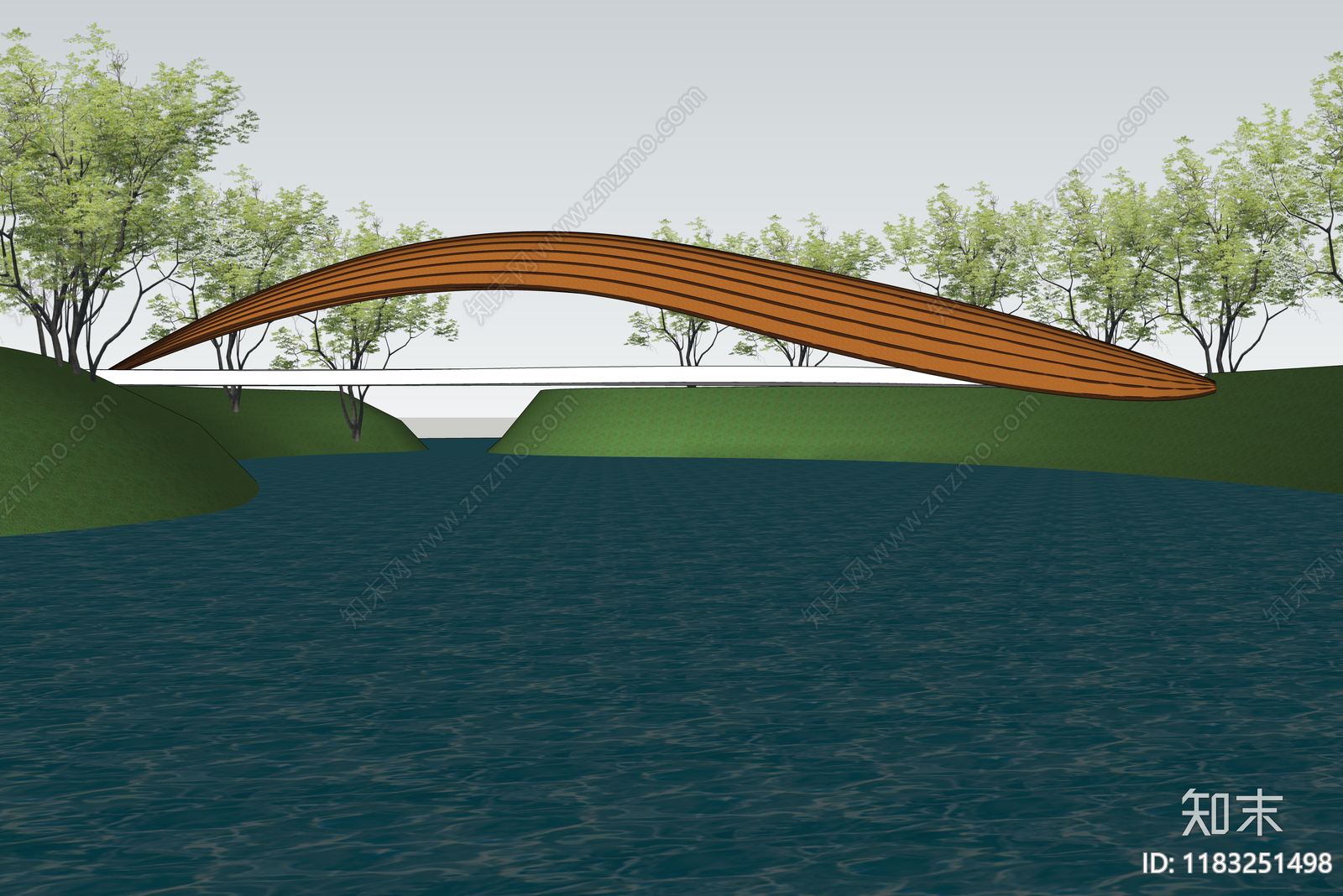 现代简约景观桥SU模型下载【ID:1183251498】