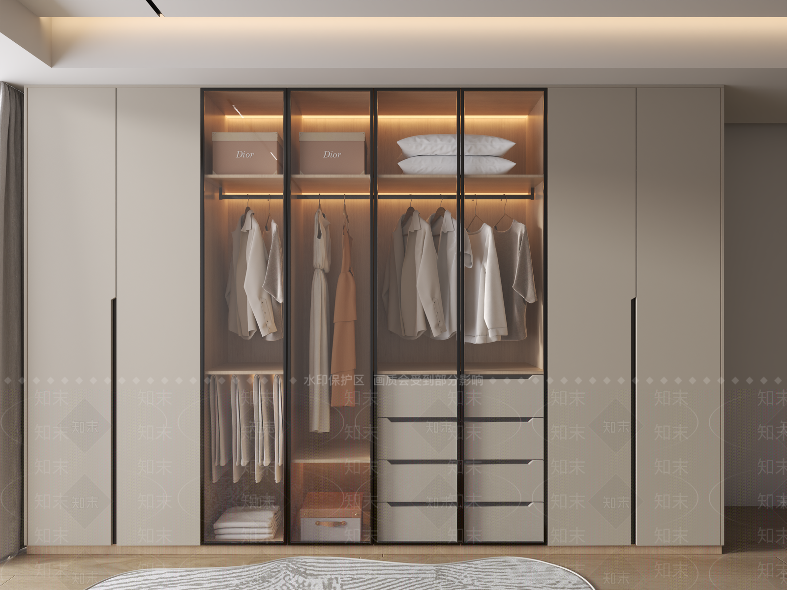 现代简约衣帽间3D模型下载【ID:1183252794】