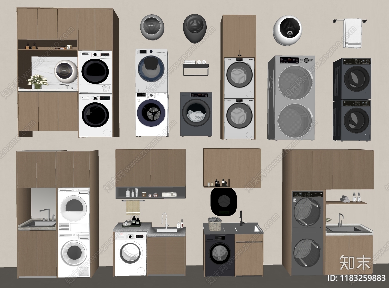 现代洗衣机柜SU模型下载【ID:1183259883】
