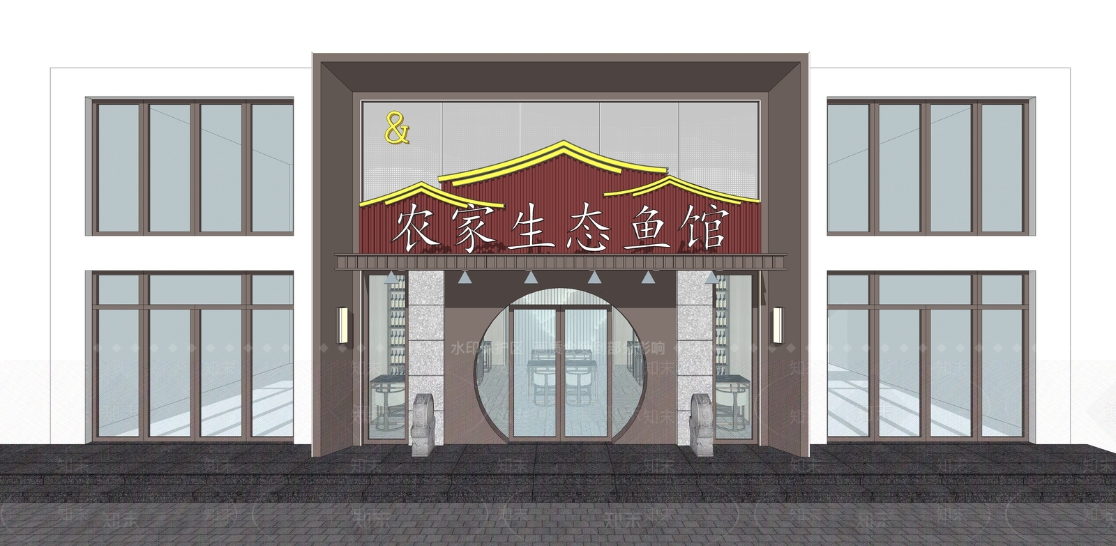 新中式门头SU模型下载【ID:1183264600】