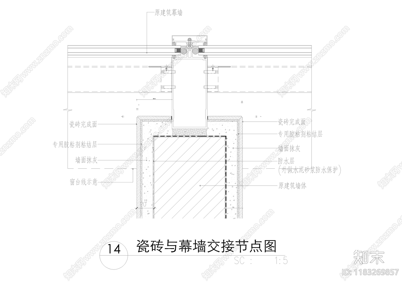 现代中式墙面节点cad施工图下载【ID:1183269857】