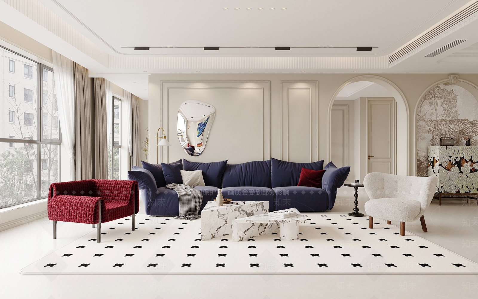 法式家居客厅3D模型下载【ID:1183272671】