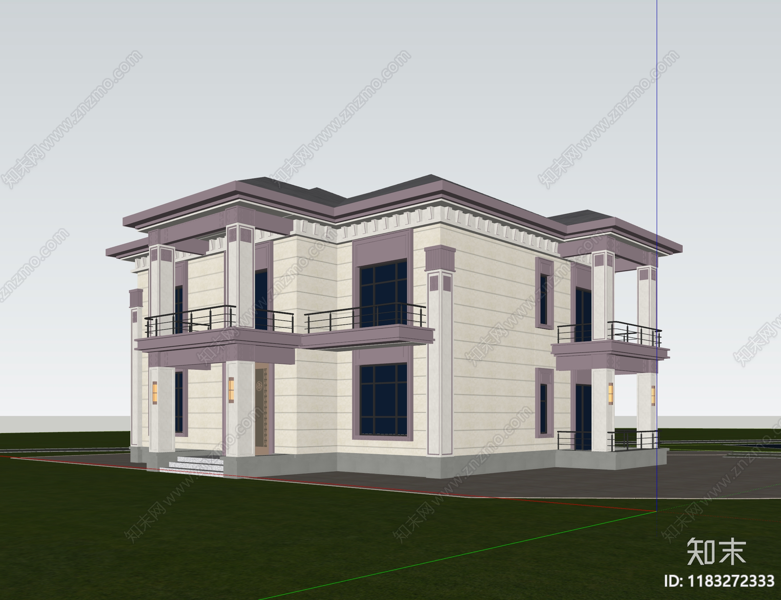 新中式别墅SU模型下载【ID:1183272333】