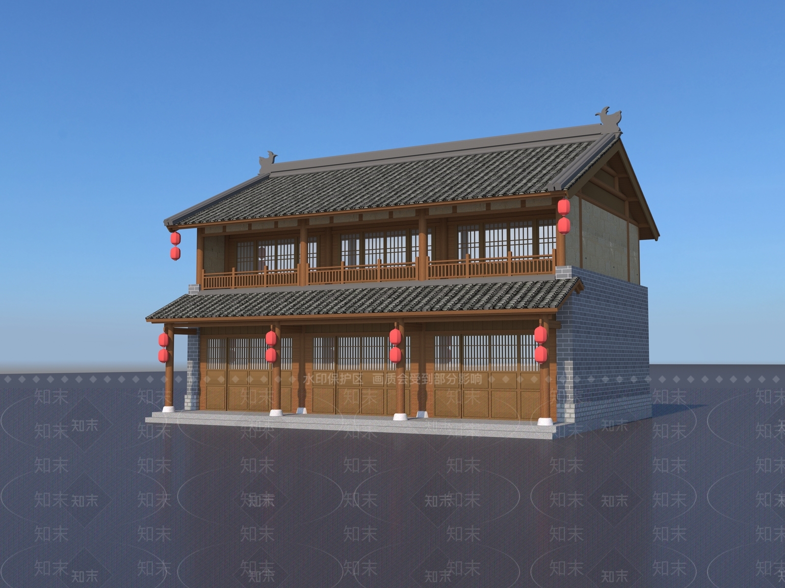 新中式中式古建3D模型下载【ID:1183272413】