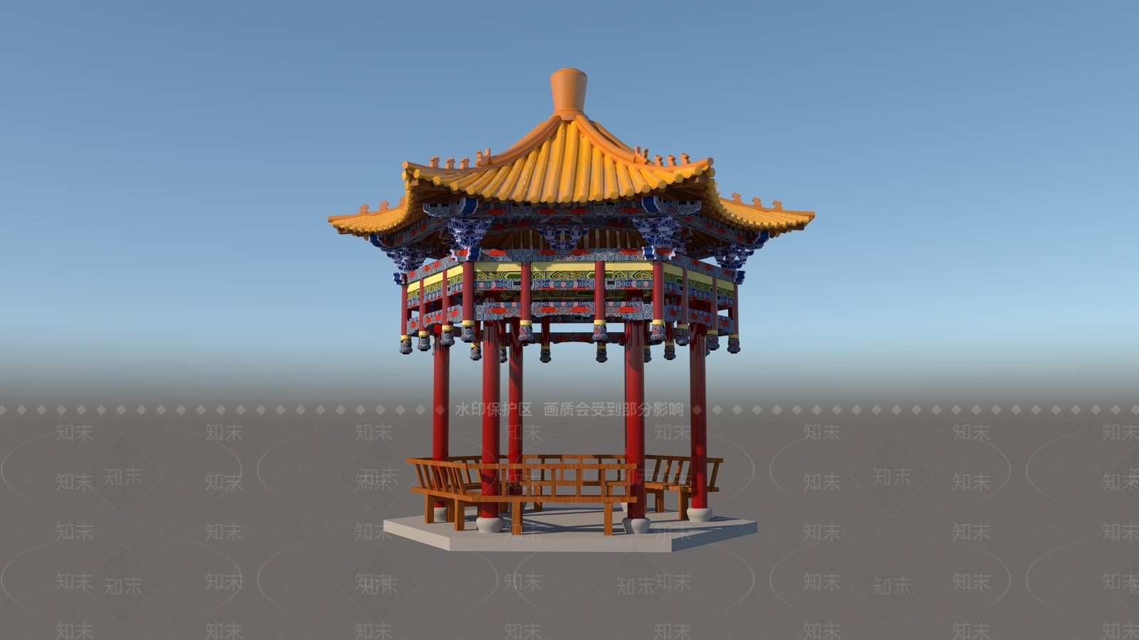 中式亭子3D模型下载【ID:1183276595】