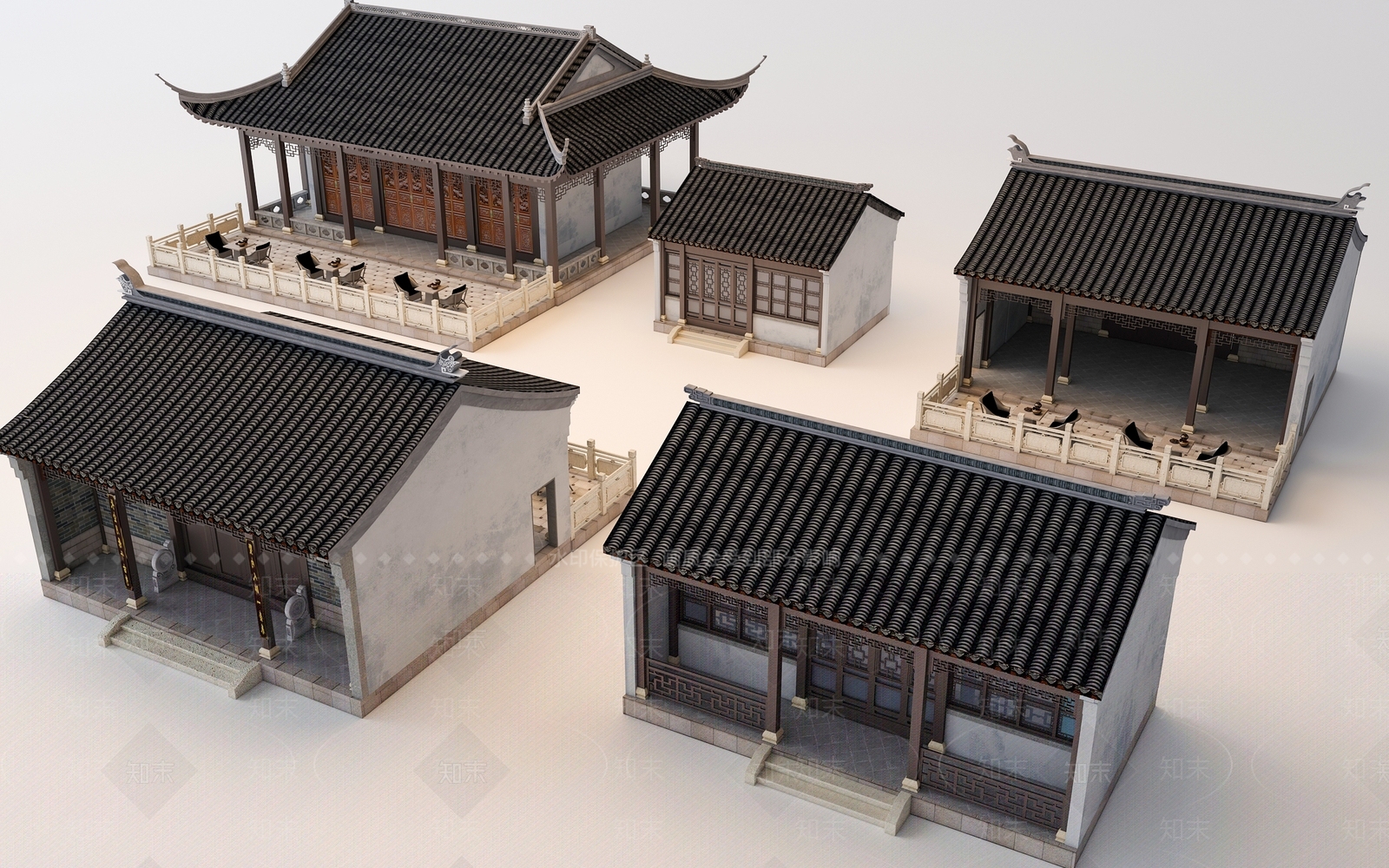 新中式现代亭子3D模型下载【ID:1183282977】