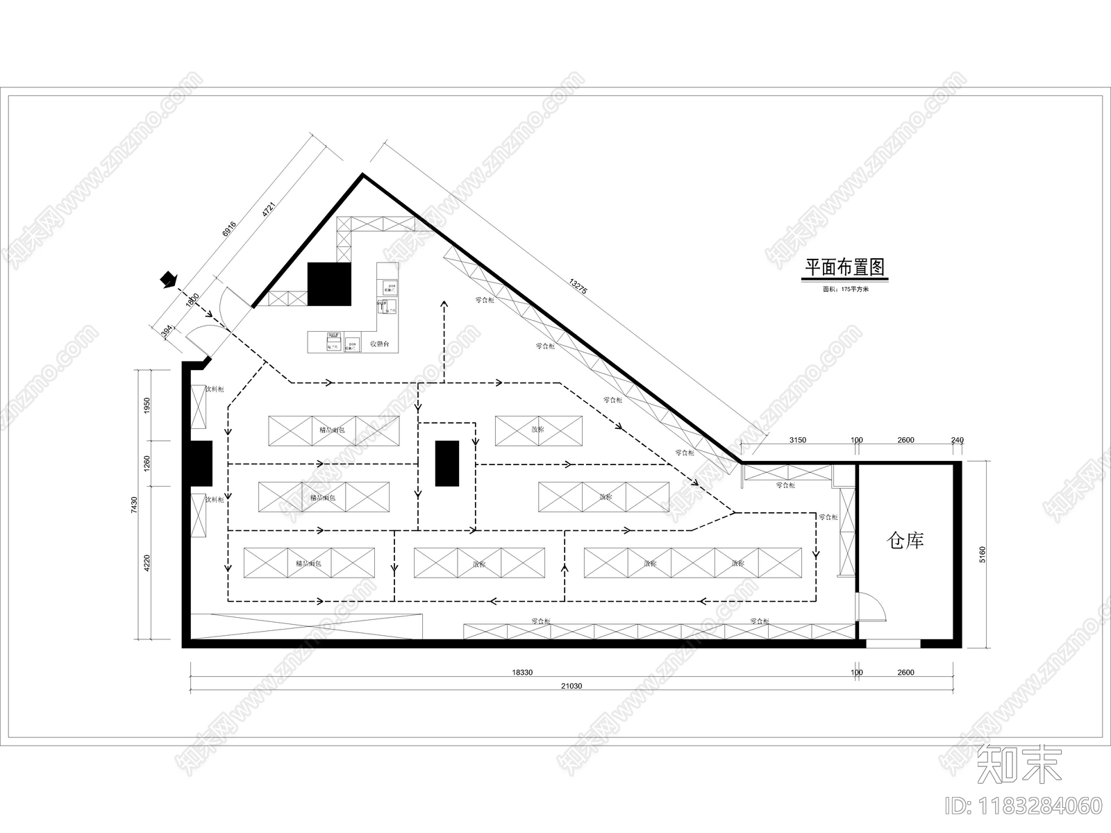 34套超市便利店零食店CAD平面布置图施工图cad施工图下载【ID:1183284060】