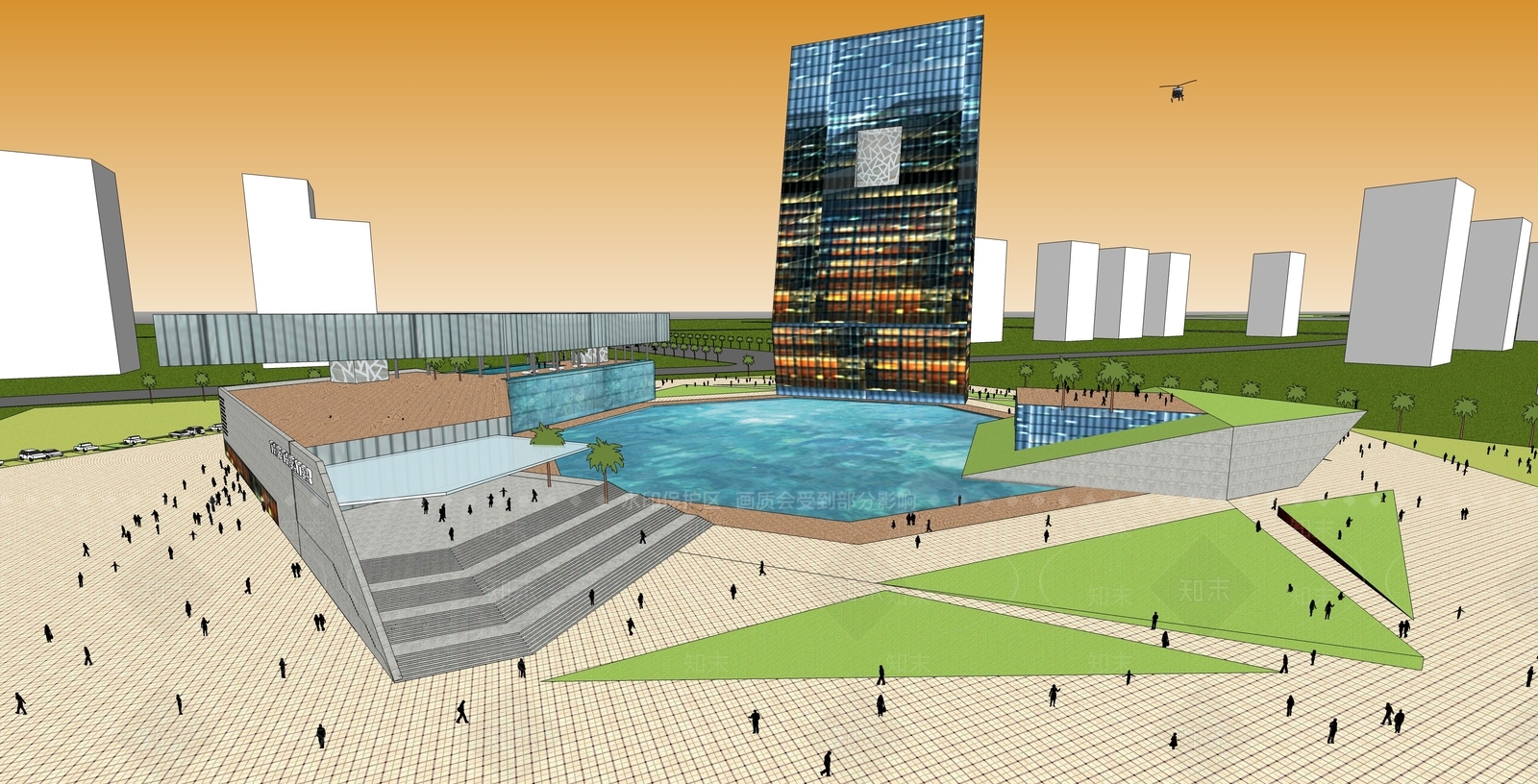 现代商场建筑SU模型下载【ID:1183293396】