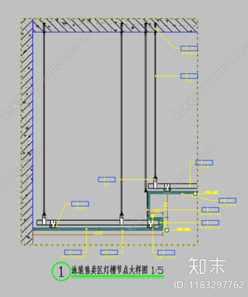 新中式中式吊顶节点cad施工图下载【ID:1183297762】