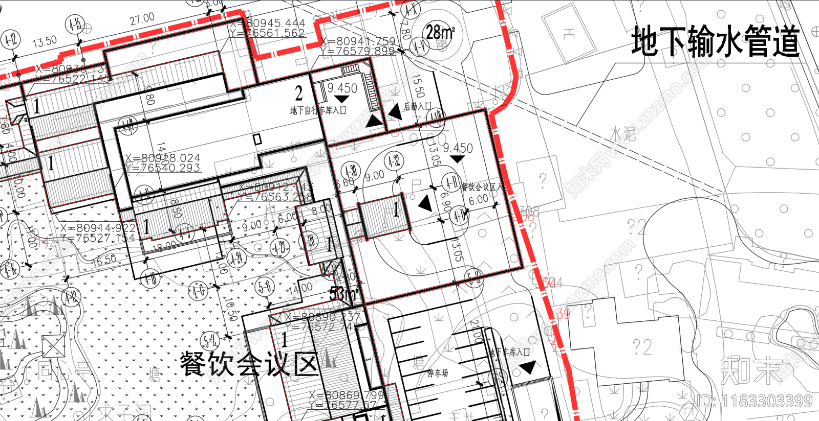 中式酒店建筑cad施工图下载【ID:1183303399】