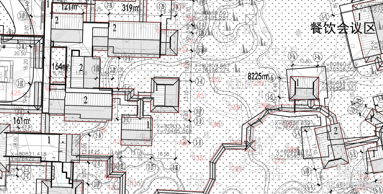 中式酒店建筑cad施工图下载【ID:1183303399】