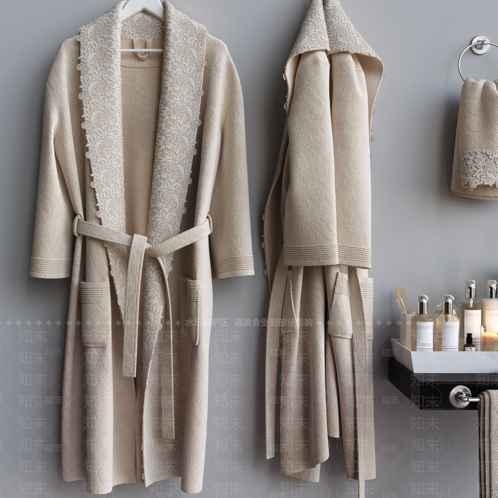 现代衣服浴袍毛巾卫浴用品3D模型下载【ID:1183304907】