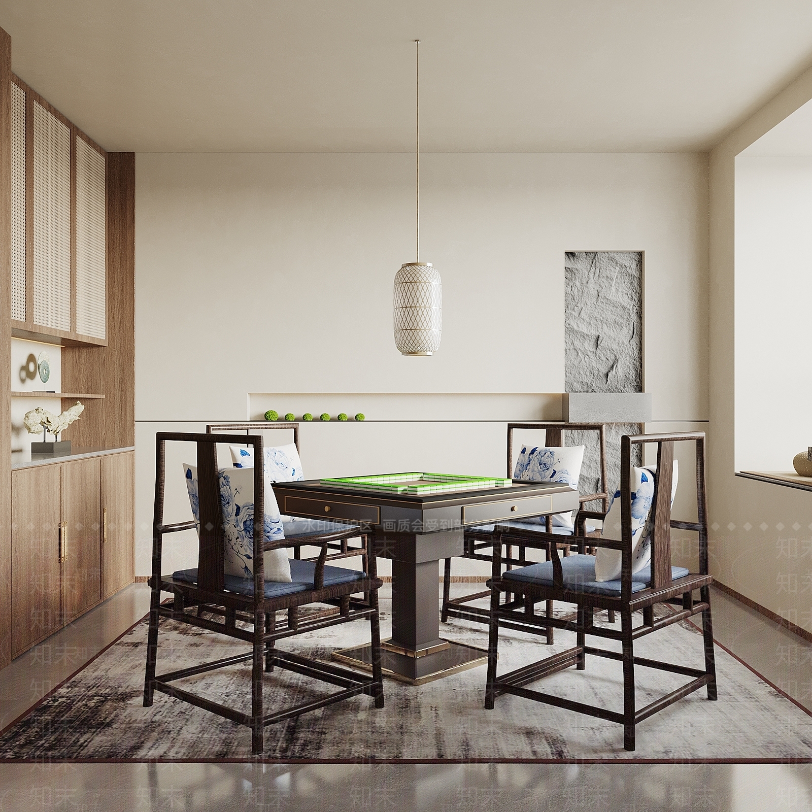 新中式中式棋牌室SU模型下载【ID:1183316478】