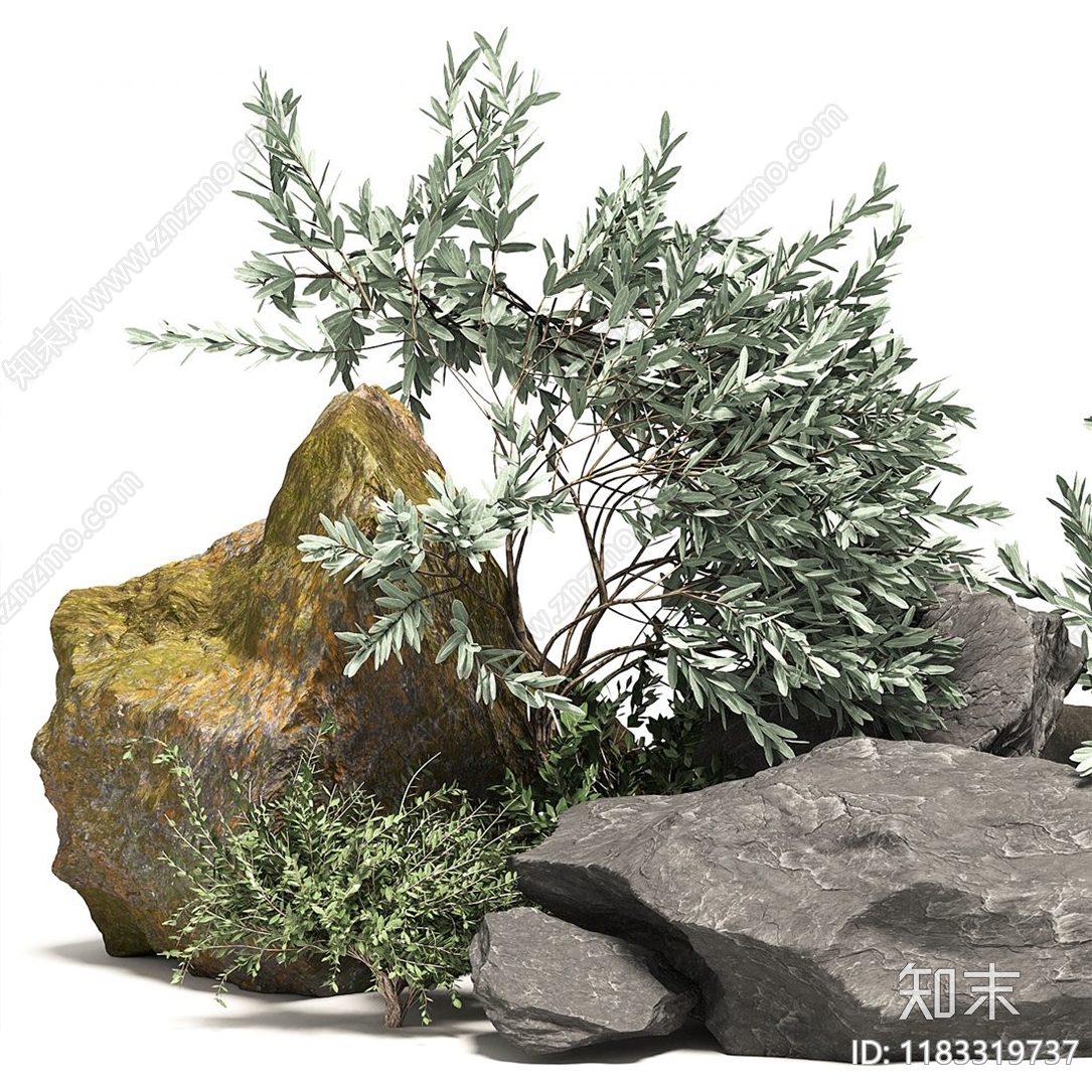 现代石头植物3D模型下载【ID:1183319737】