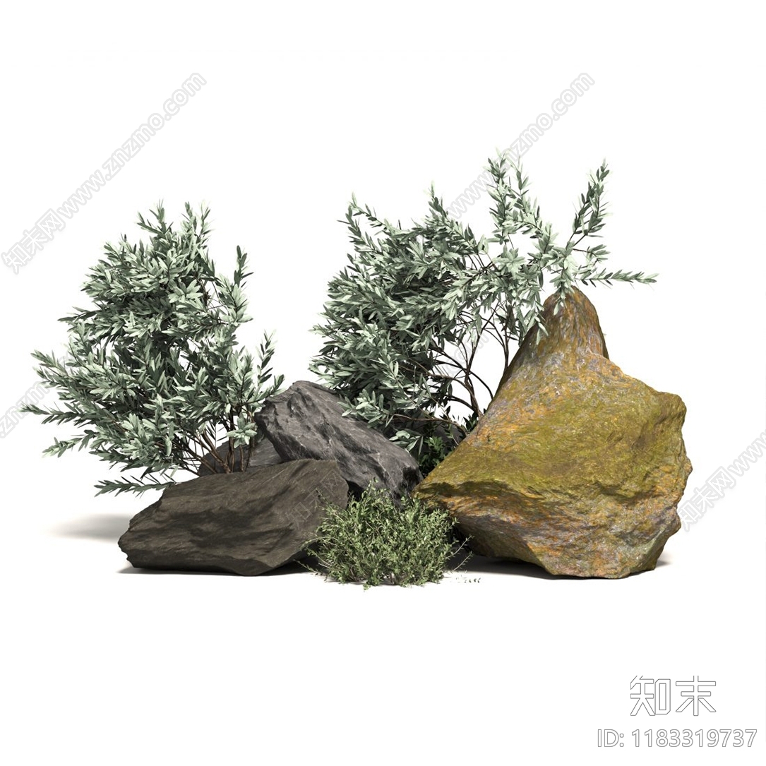 现代石头植物3D模型下载【ID:1183319737】