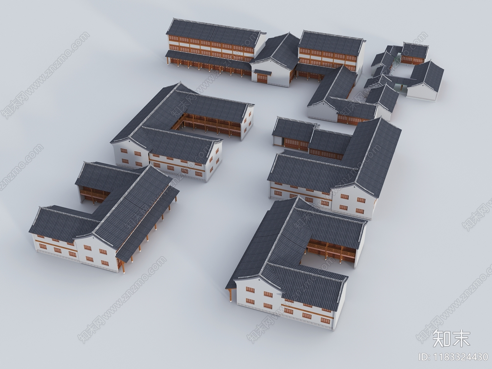 新中式中式古建3D模型下载【ID:1183324430】