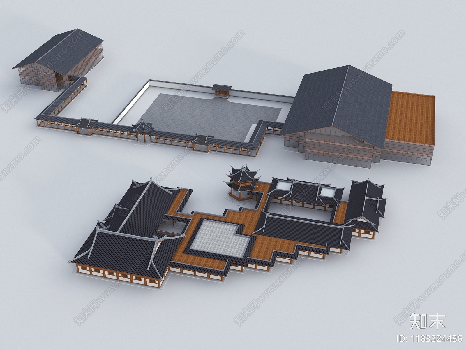 新中式中式古建3D模型下载【ID:1183324486】