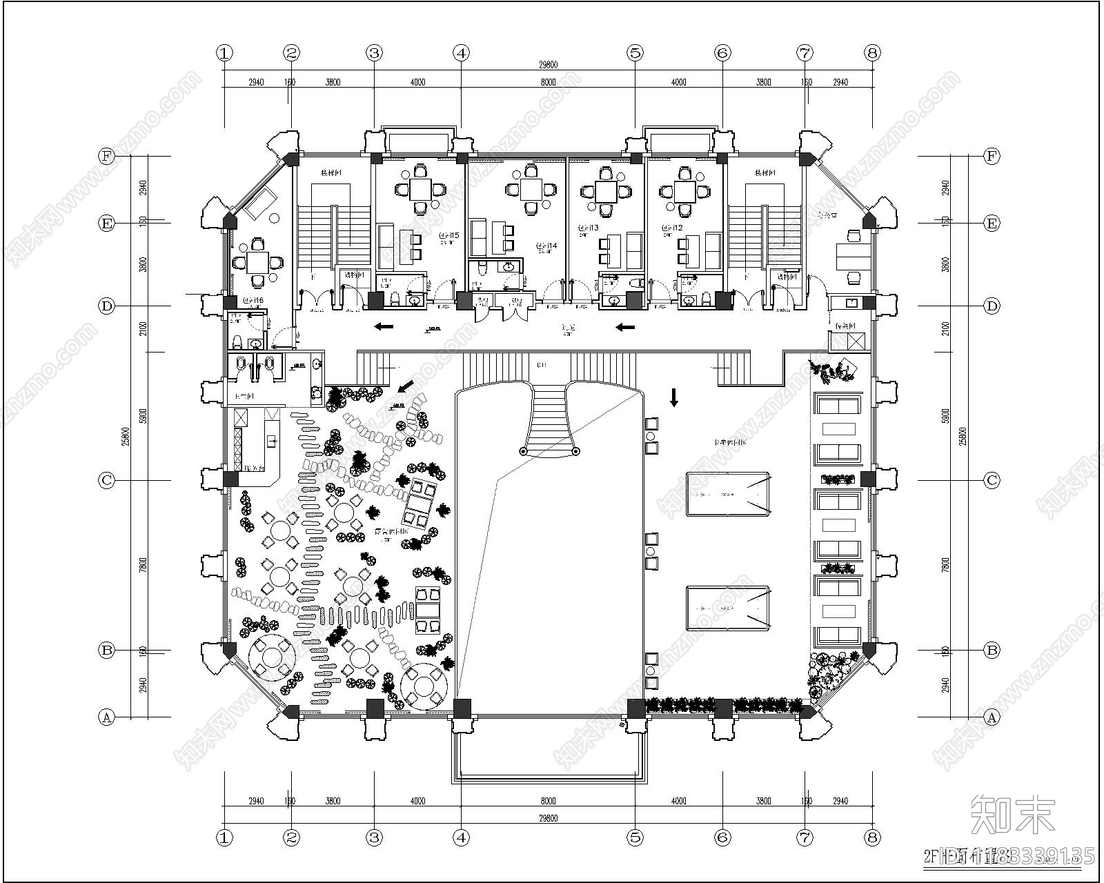 新中式棋牌室cad施工图下载【ID:1183339135】