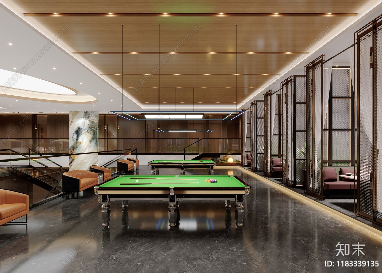 新中式棋牌室cad施工图下载【ID:1183339135】