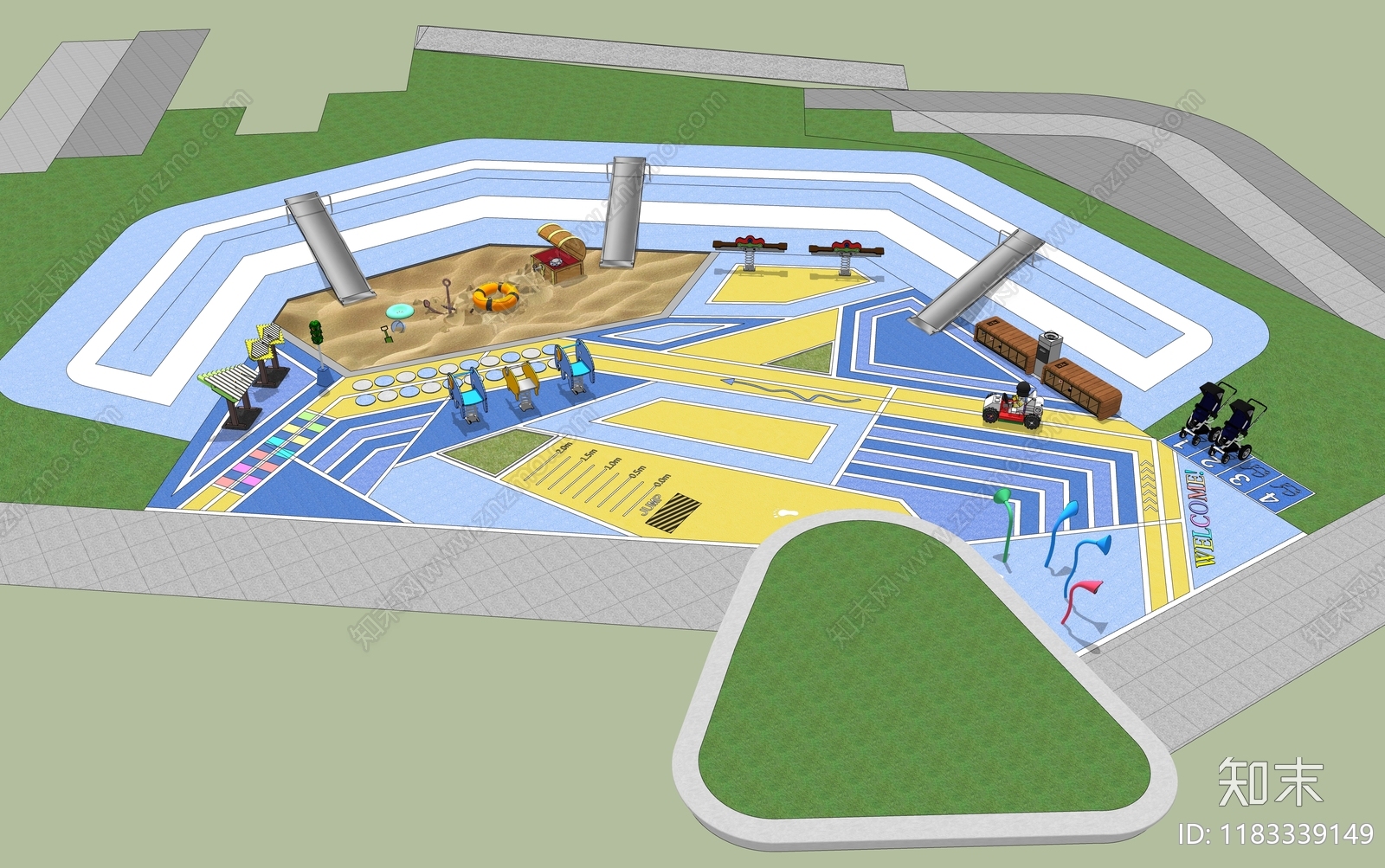 现代儿童游乐区SU模型下载【ID:1183339149】
