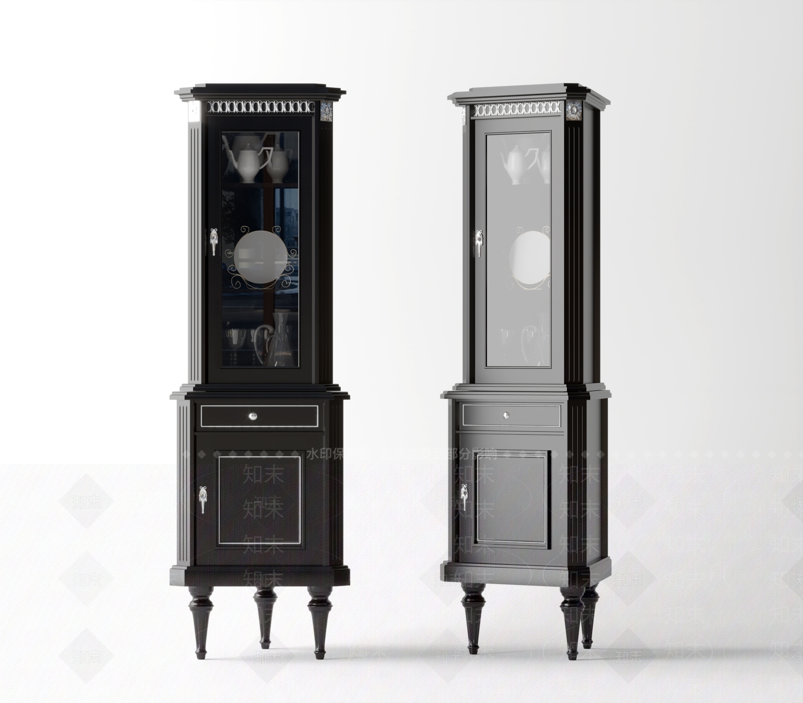 欧式美式酒柜SU模型下载【ID:1183340705】