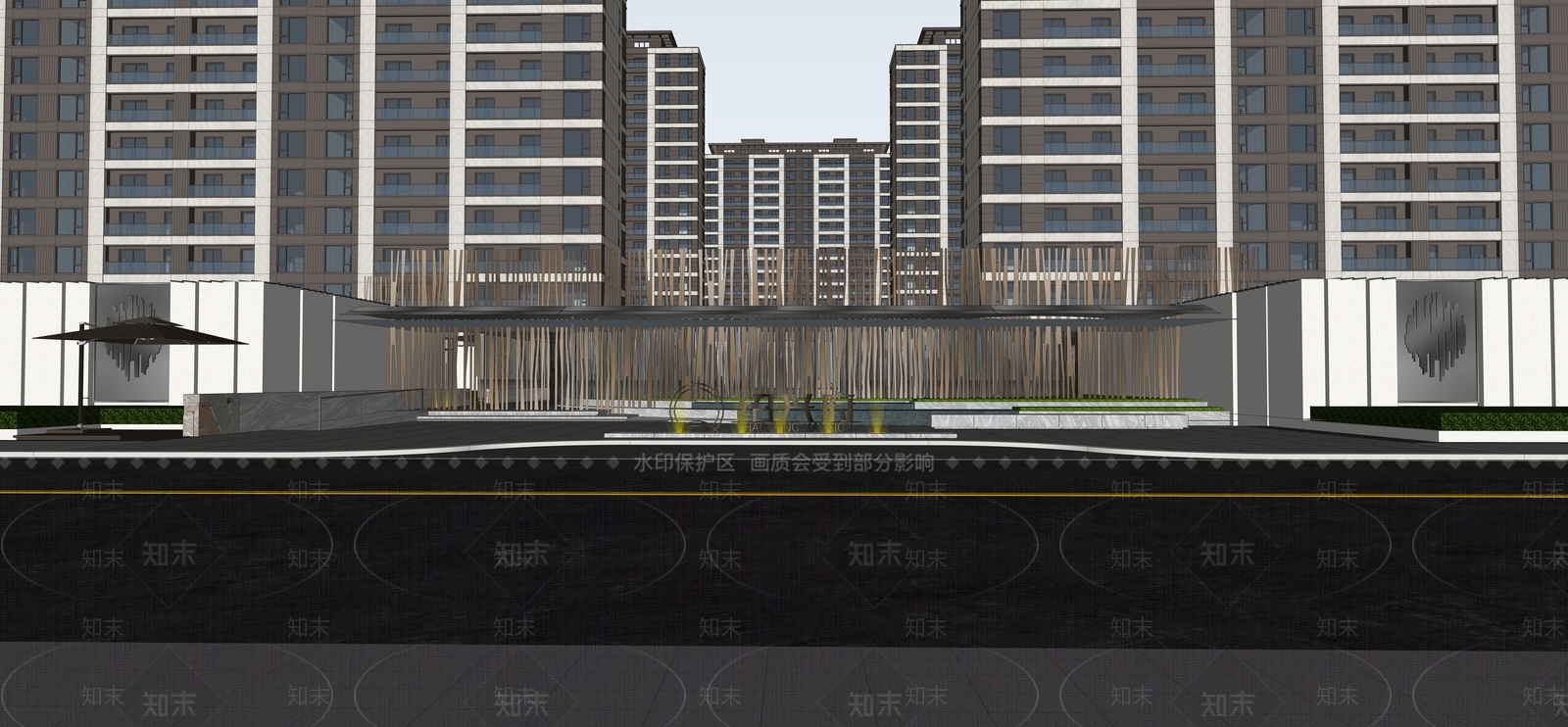 现代轻奢小区景观SU模型下载【ID:1183343393】