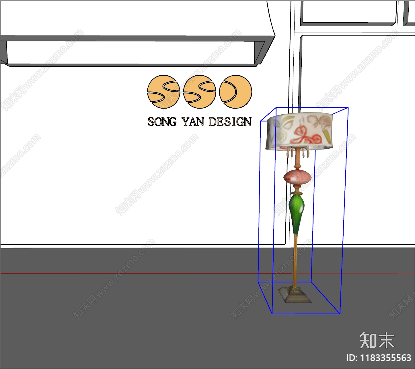 法式中古落地灯SU模型下载【ID:1183355563】