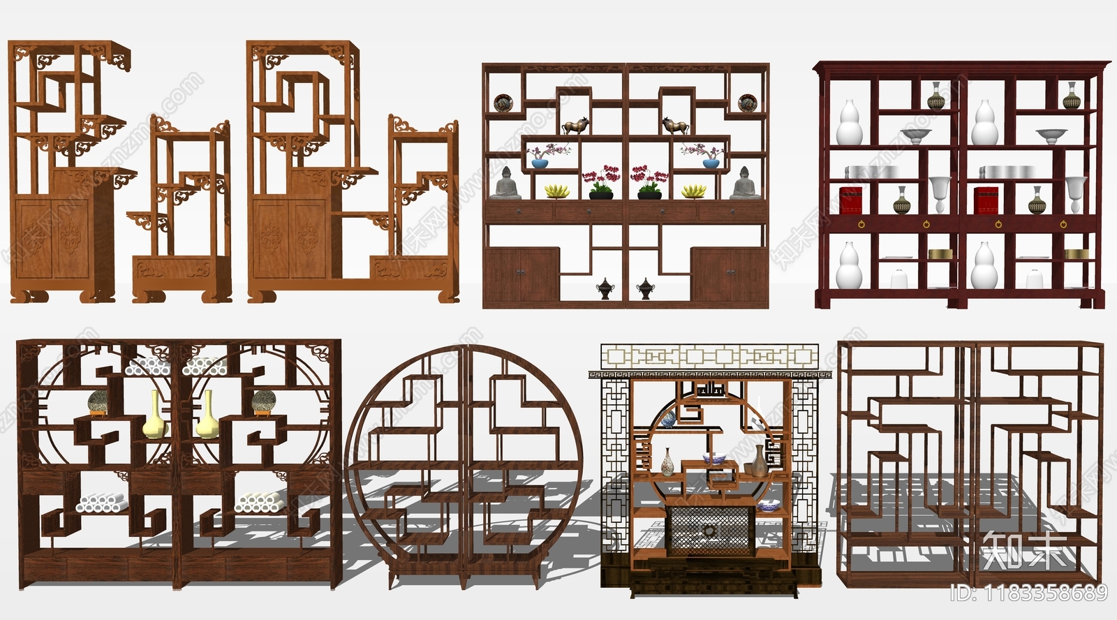 新中式中式博古架SU模型下载【ID:1183358689】