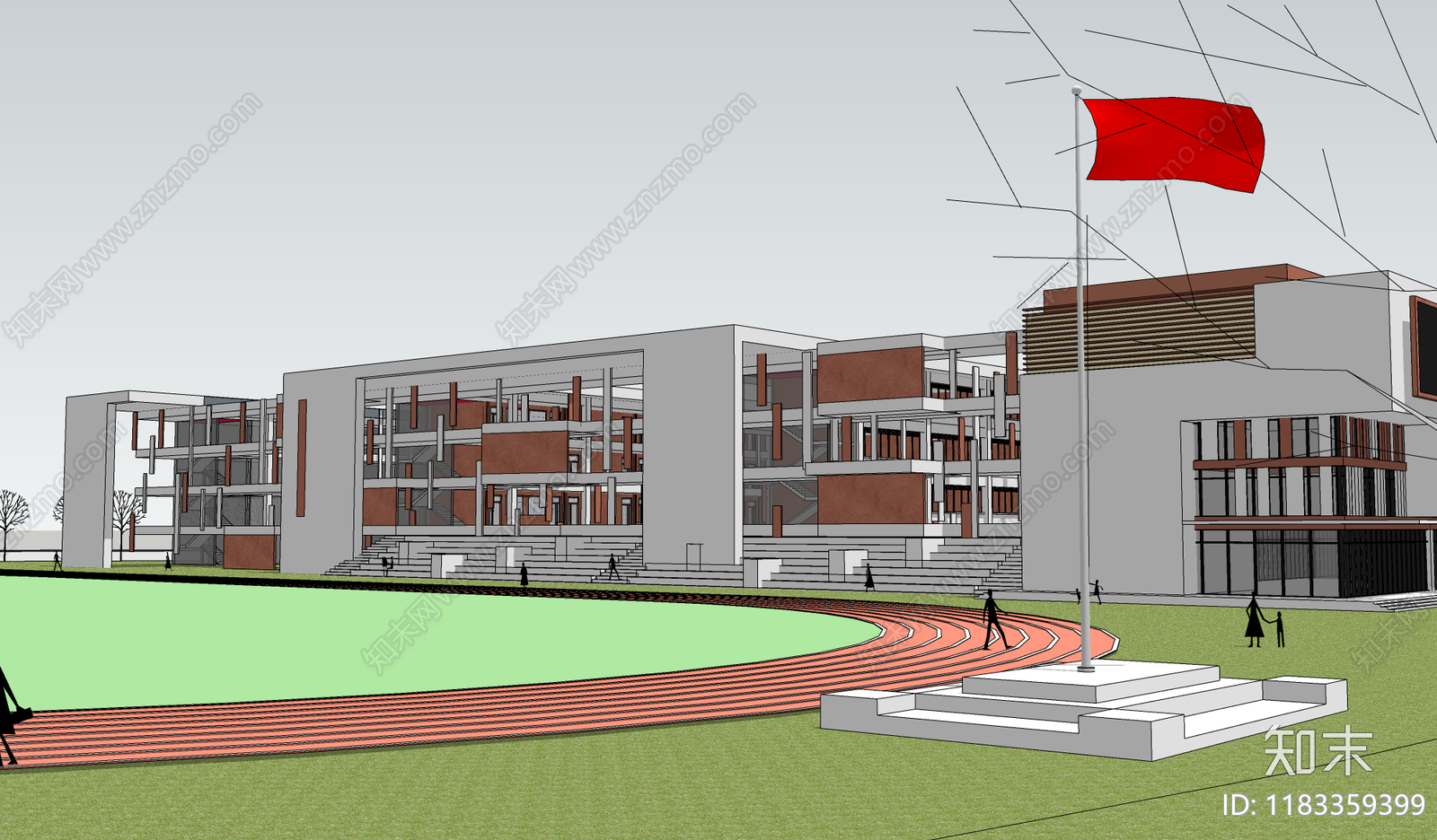 现代学校建筑SU模型下载【ID:1183359399】