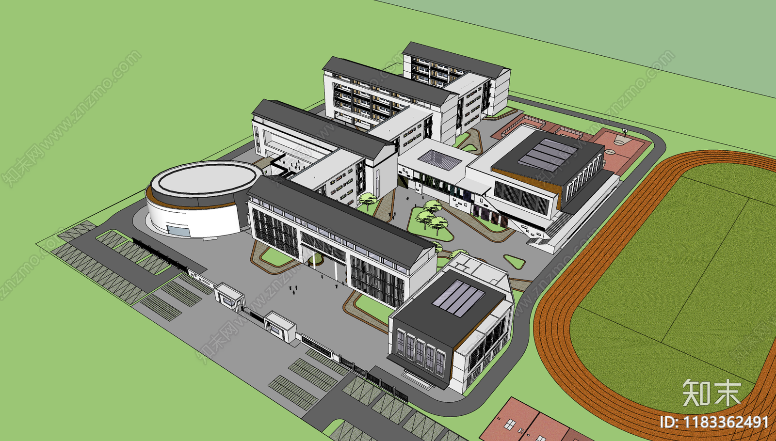 现代学校建筑SU模型下载【ID:1183362491】