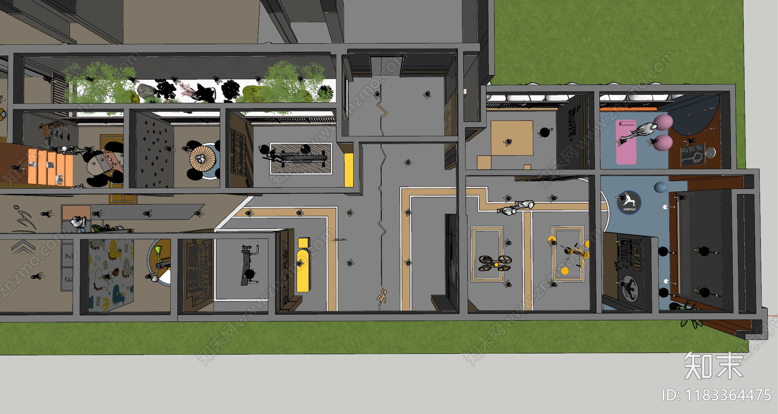 现代小区景观SU模型下载【ID:1183364475】