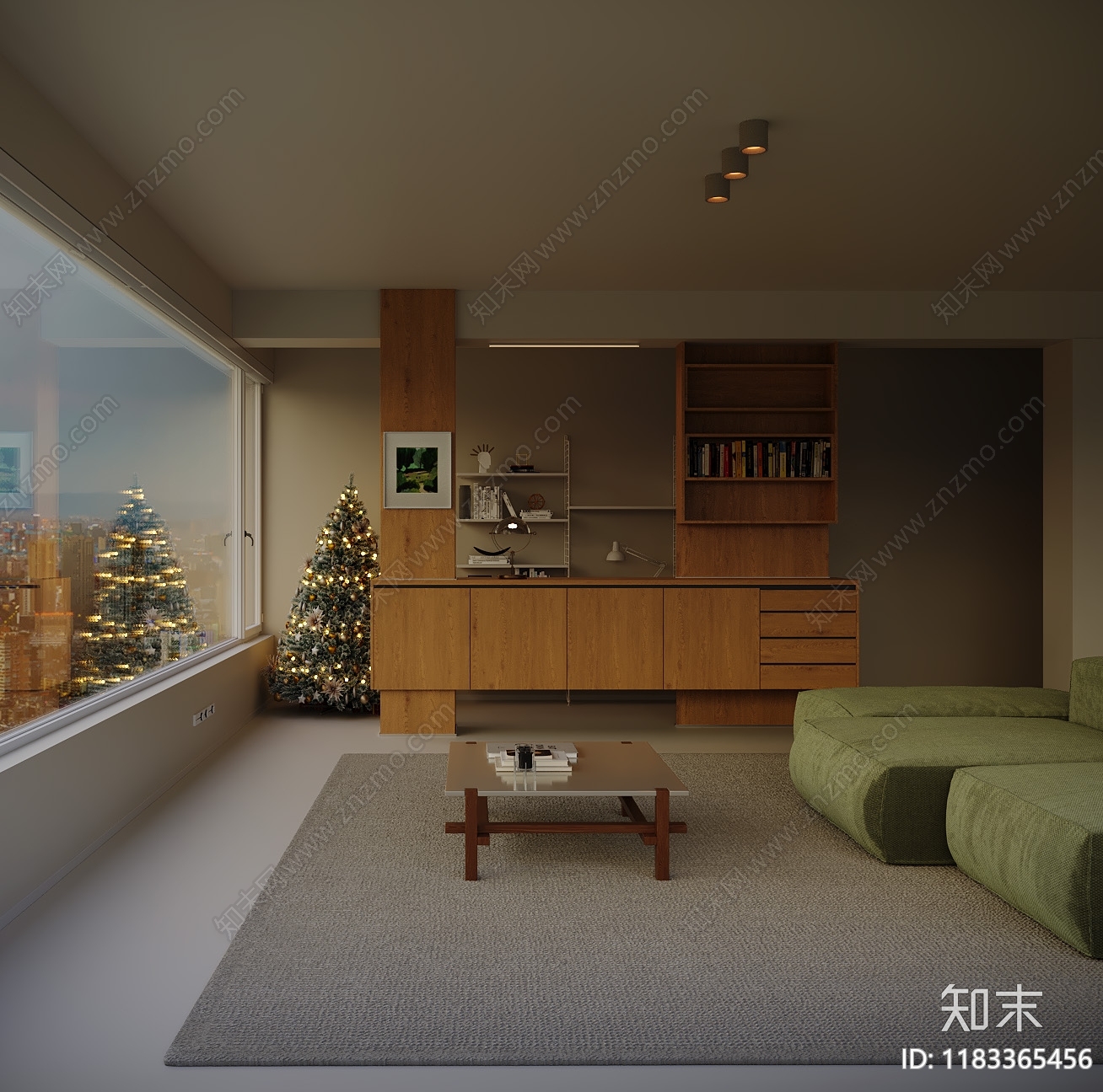 现代奶油家居客厅3D模型下载【ID:1183365456】