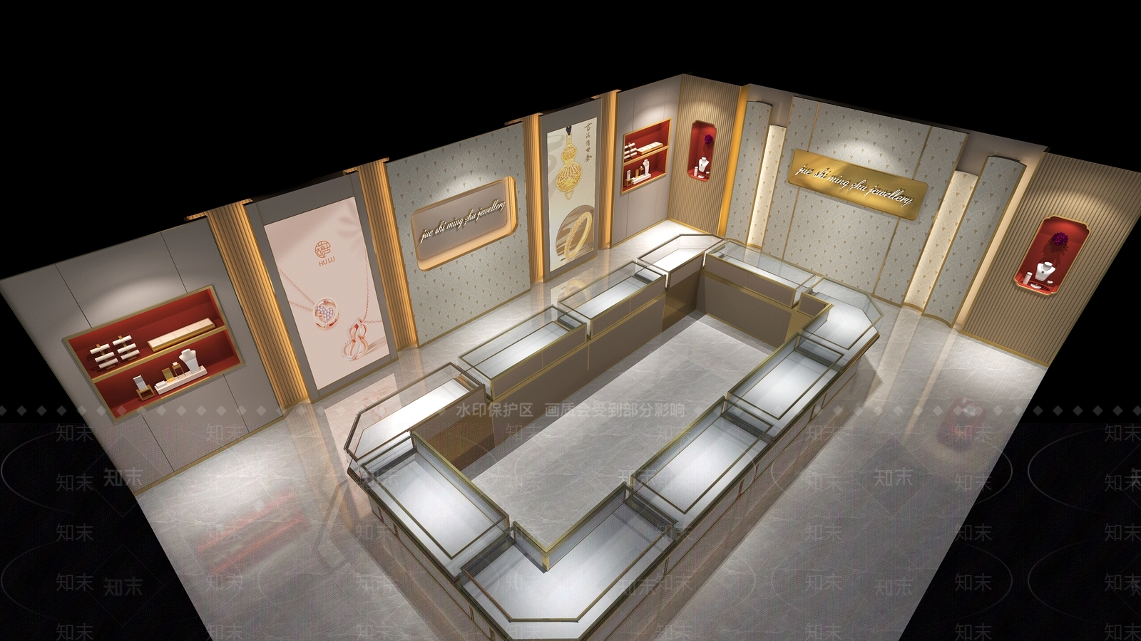 现代轻奢珠宝店3D模型下载【ID:1183373327】