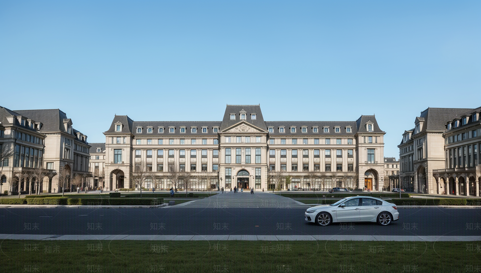 欧式学校建筑SU模型下载【ID:1183375918】