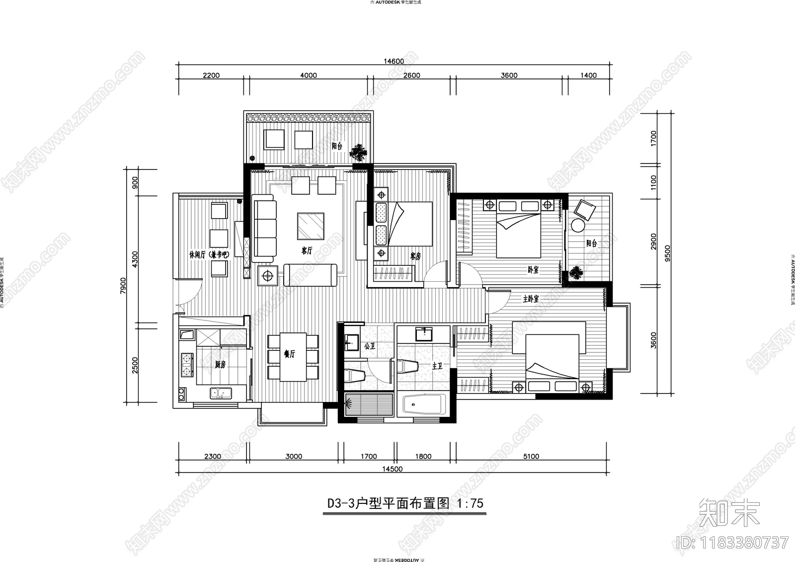 平层cad施工图下载【ID:1183380737】