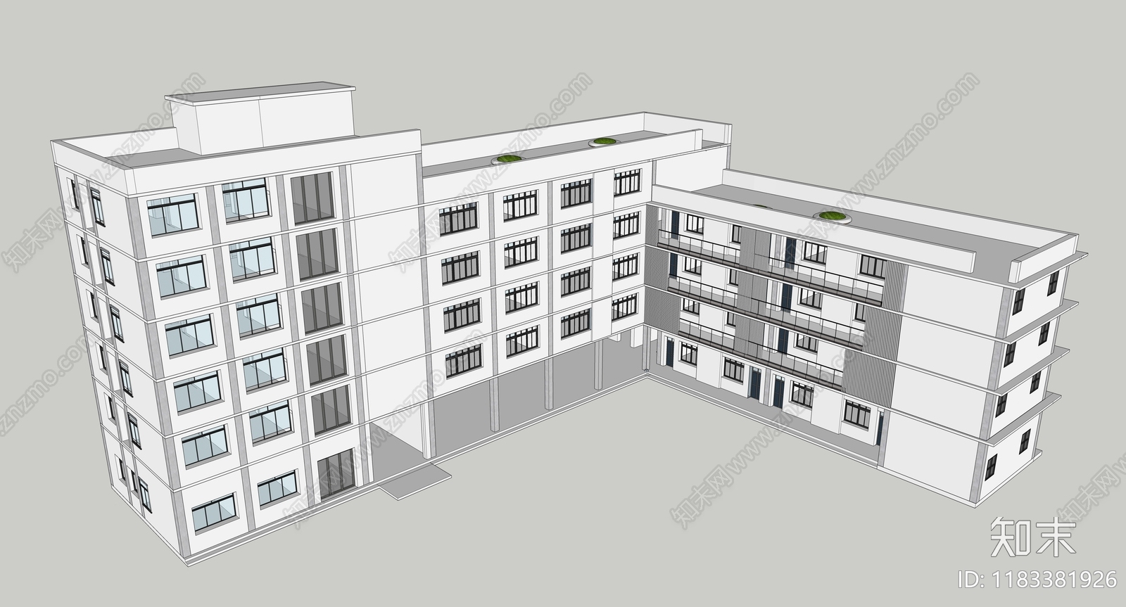 现代极简学校建筑cad施工图下载【ID:1183381926】