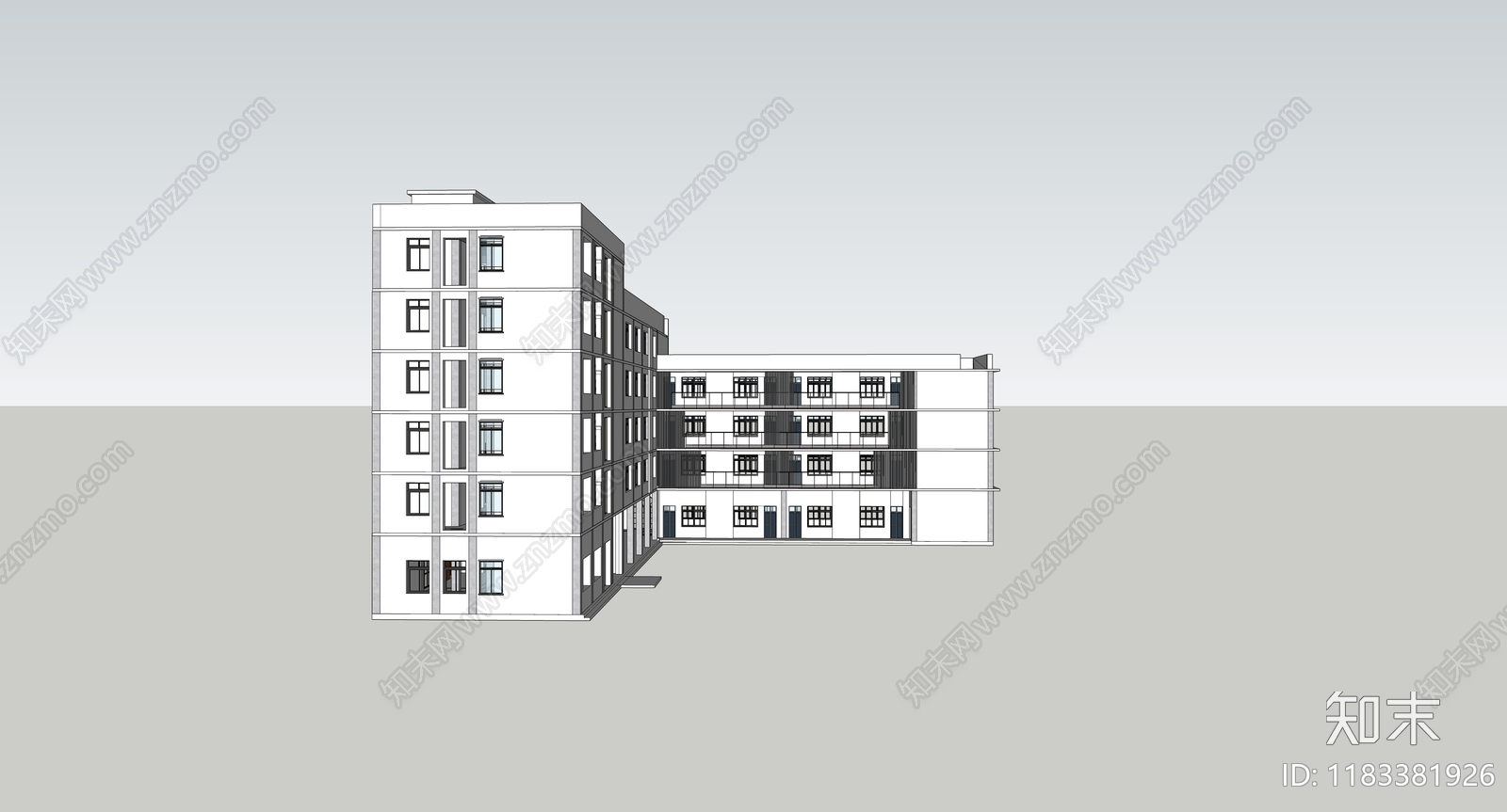 现代极简学校建筑cad施工图下载【ID:1183381926】