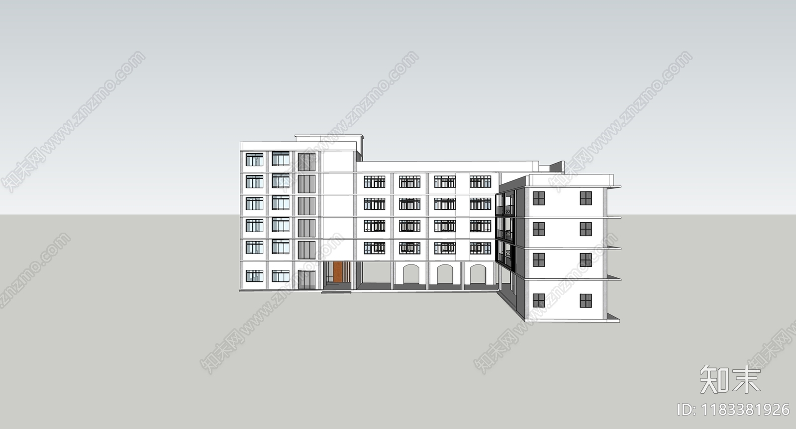 现代极简学校建筑cad施工图下载【ID:1183381926】